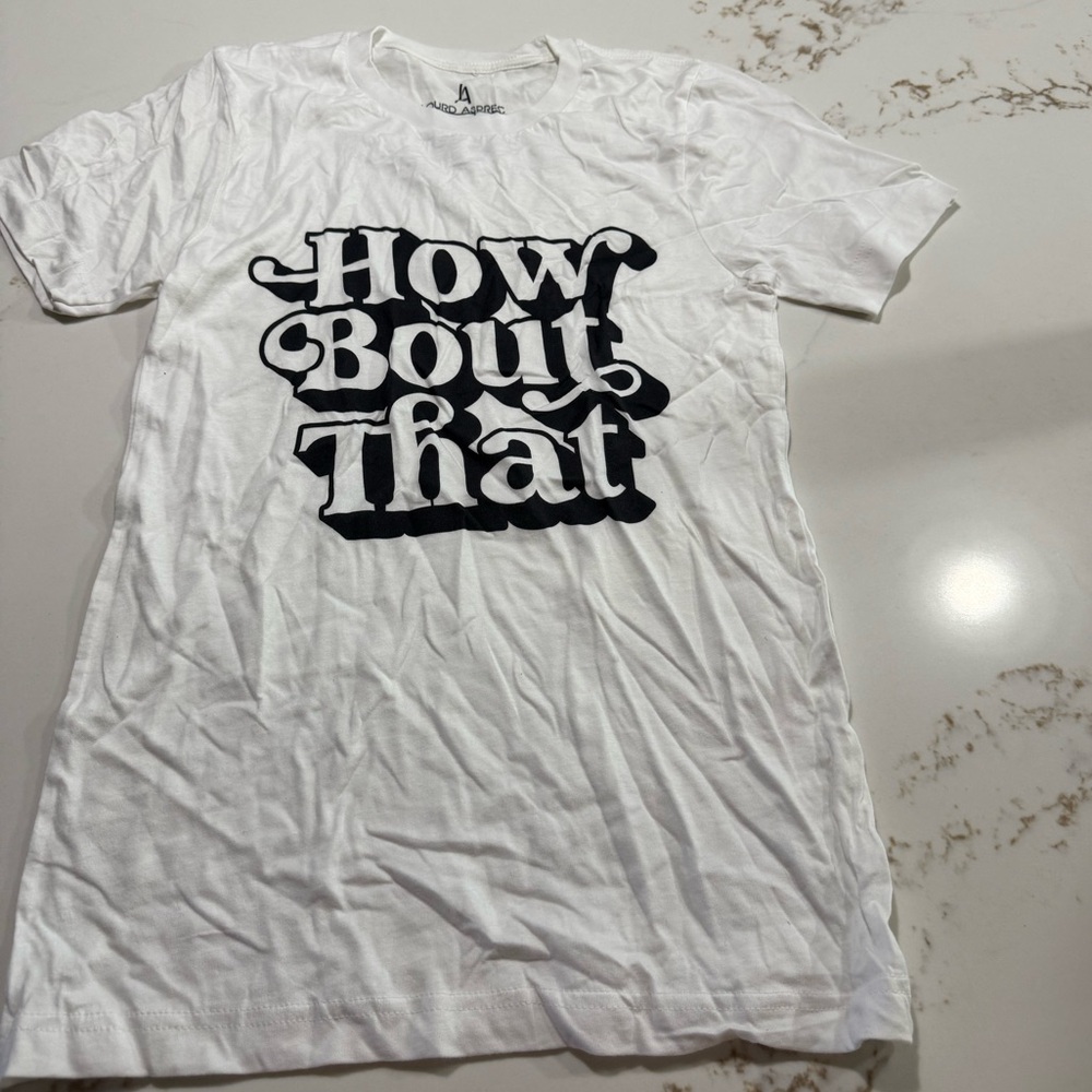 Lourd AsprecWhite Graphic T-Shirt with Black Text